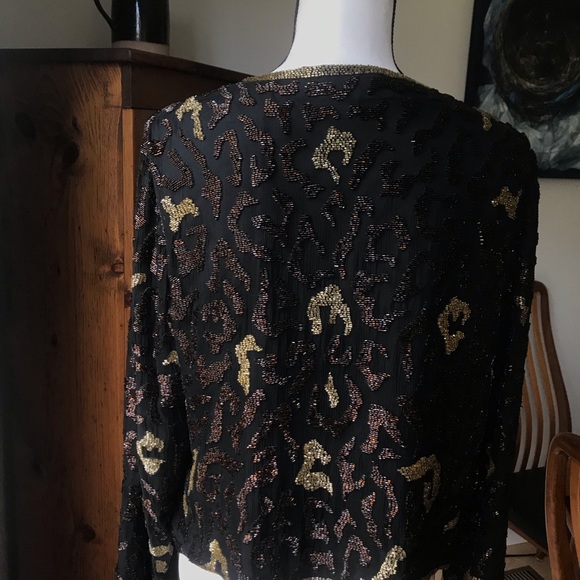 Vintage Giovanni Silk Beaded Blazer, Large - Picture 5 of 9